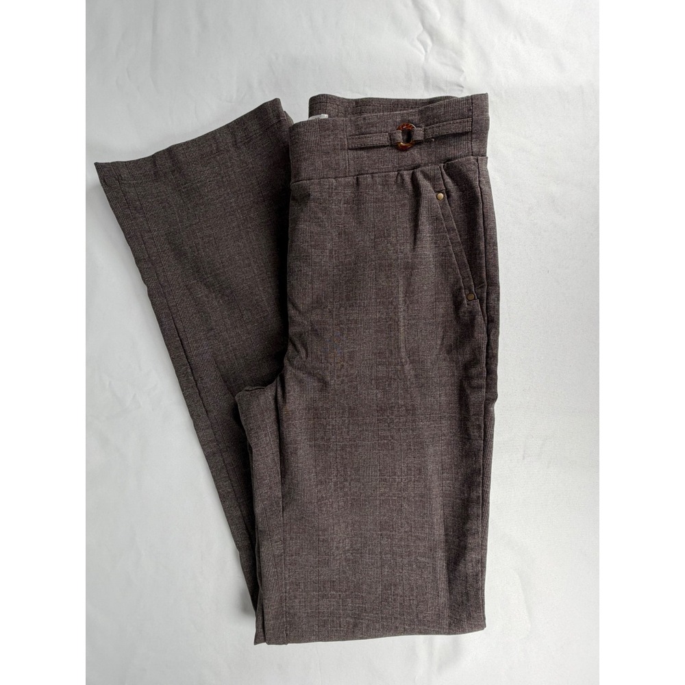 89th + Madison Dress Pants Womens Small Brown Excellent Wide Leg Buckle Detail